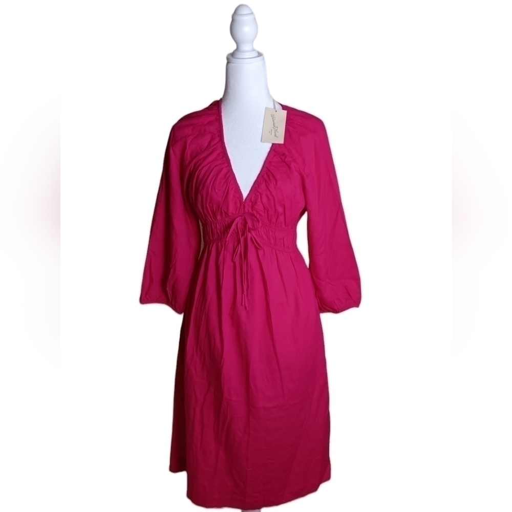 NWT Universal Thread Women's Pink 3/4 Puff Sleeve Midi Dress. Size XS